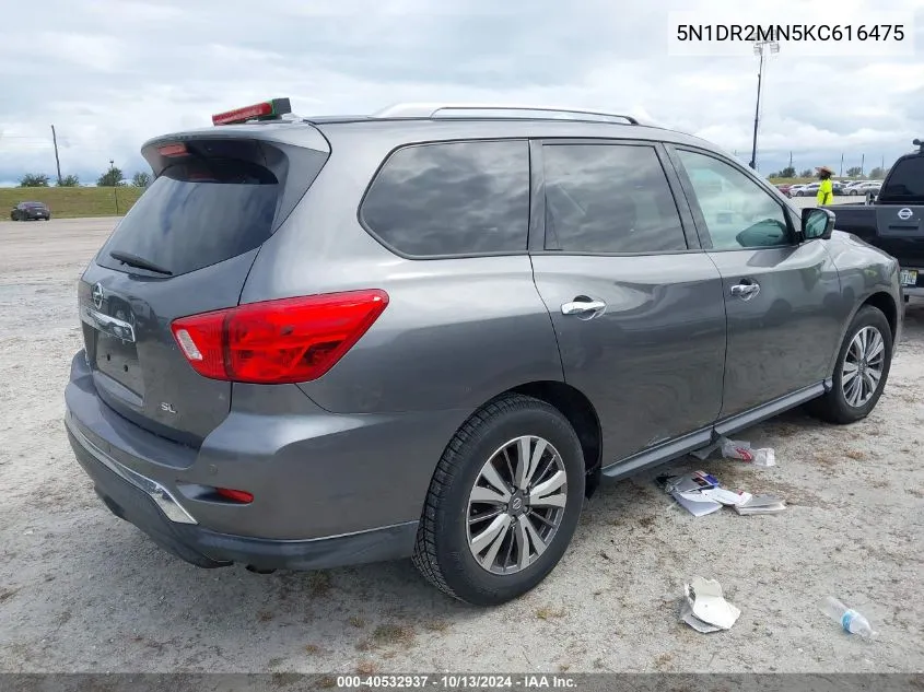 2019 Nissan Pathfinder Sl VIN: 5N1DR2MN5KC616475 Lot: 40532937