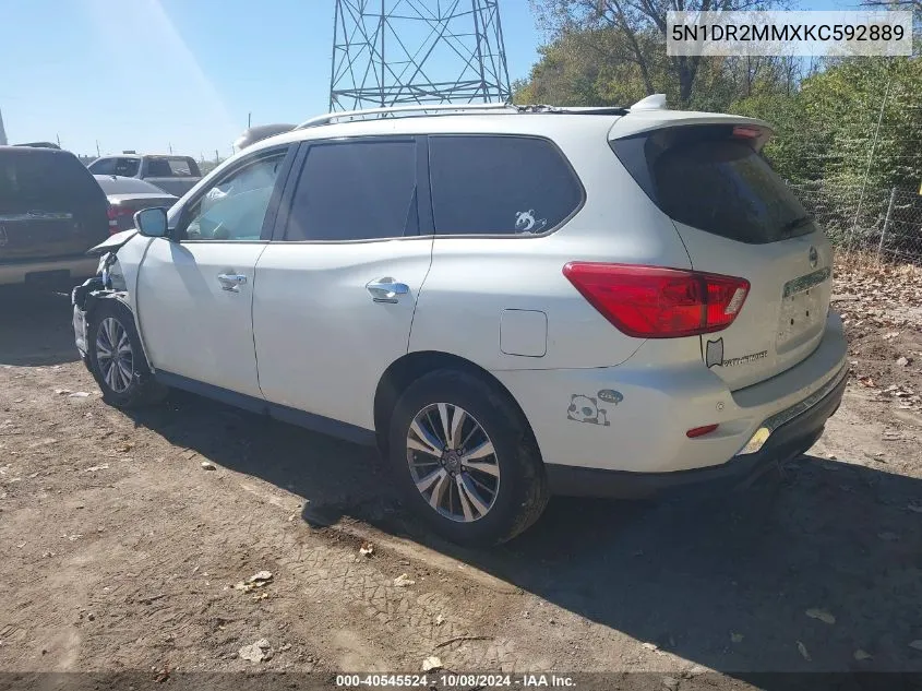 2019 Nissan Pathfinder S/Sl/Sv/Platinum VIN: 5N1DR2MMXKC592889 Lot: 40545524