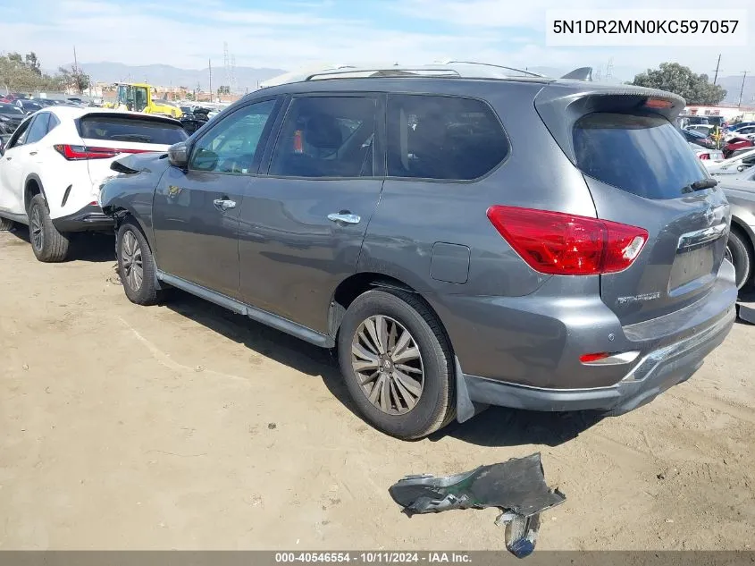 2019 Nissan Pathfinder S VIN: 5N1DR2MN0KC597057 Lot: 40546554