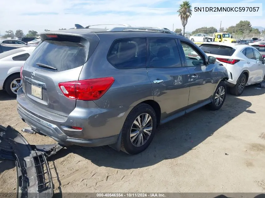 2019 Nissan Pathfinder S VIN: 5N1DR2MN0KC597057 Lot: 40546554