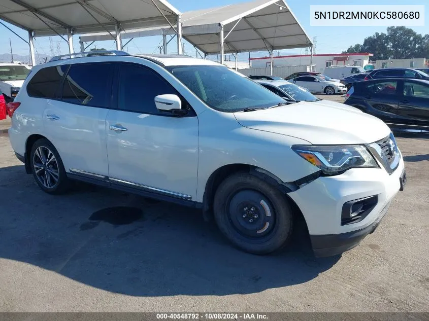 2019 Nissan Pathfinder Platinum VIN: 5N1DR2MN0KC580680 Lot: 40548792