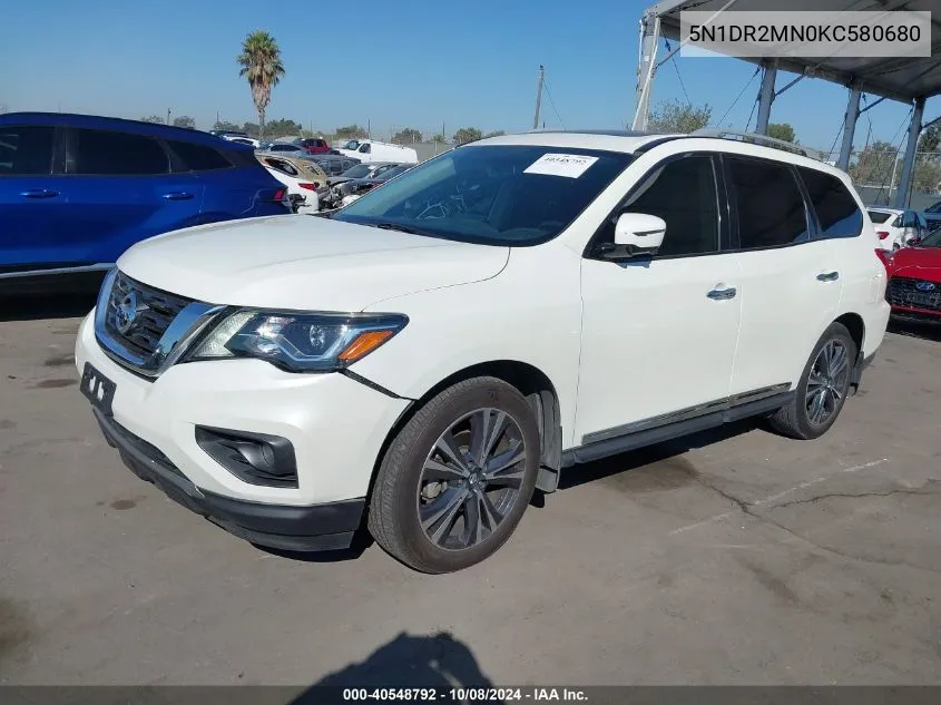 2019 Nissan Pathfinder Platinum VIN: 5N1DR2MN0KC580680 Lot: 40548792