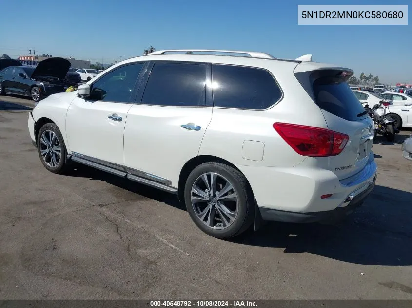 2019 Nissan Pathfinder Platinum VIN: 5N1DR2MN0KC580680 Lot: 40548792