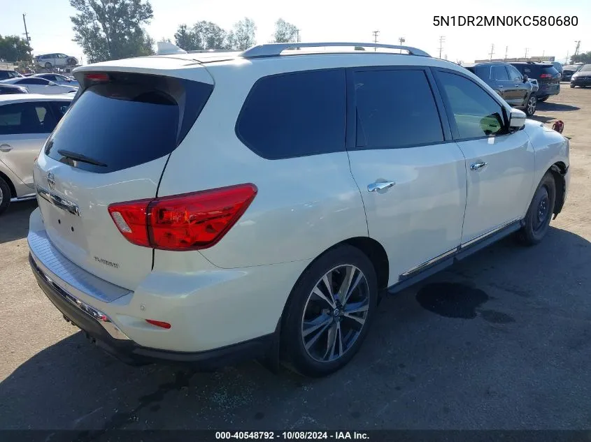 2019 Nissan Pathfinder Platinum VIN: 5N1DR2MN0KC580680 Lot: 40548792