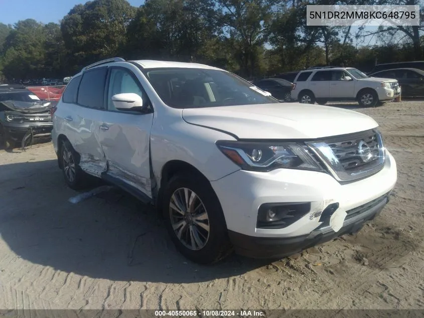 2019 Nissan Pathfinder S/Sl/Sv/Platinum VIN: 5N1DR2MM8KC648795 Lot: 40550065