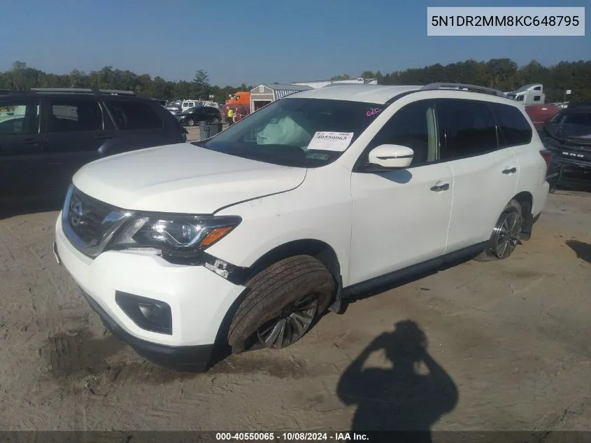 2019 Nissan Pathfinder S/Sl/Sv/Platinum VIN: 5N1DR2MM8KC648795 Lot: 40550065