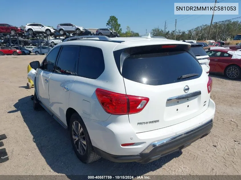 2019 Nissan Pathfinder Sv VIN: 5N1DR2MM1KC581053 Lot: 40557759