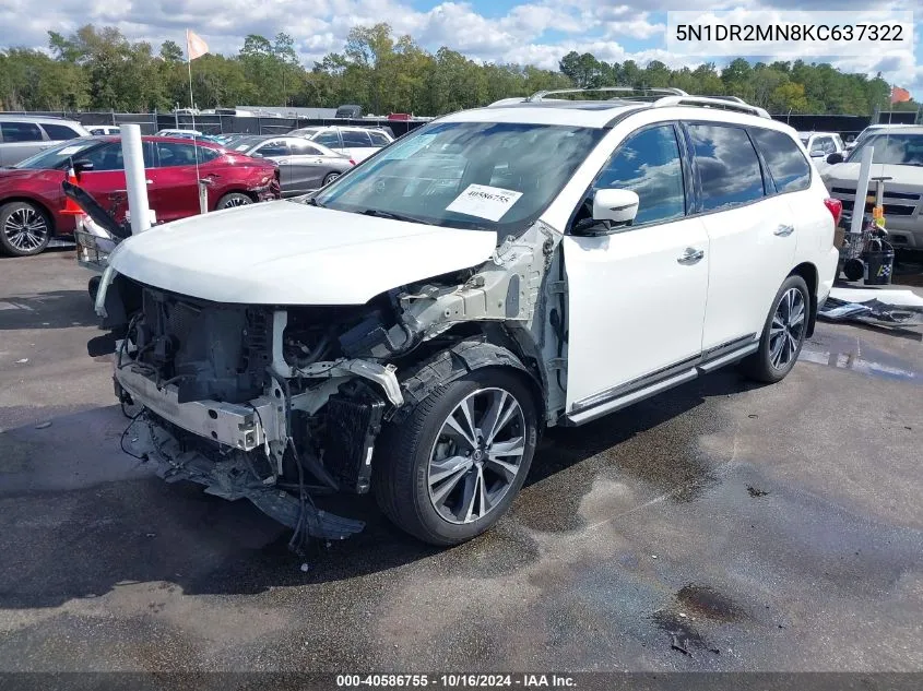 2019 Nissan Pathfinder Platinum VIN: 5N1DR2MN8KC637322 Lot: 40586755