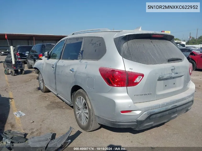 2019 Nissan Pathfinder Sl VIN: 5N1DR2MNXKC622952 Lot: 40587174