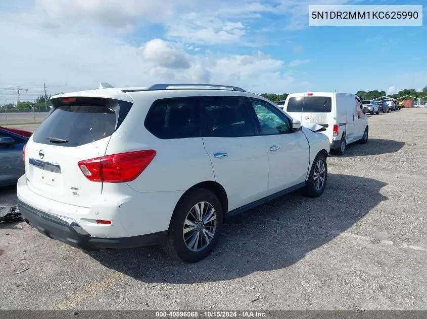 2019 Nissan Pathfinder Sl VIN: 5N1DR2MM1KC625990 Lot: 40596068