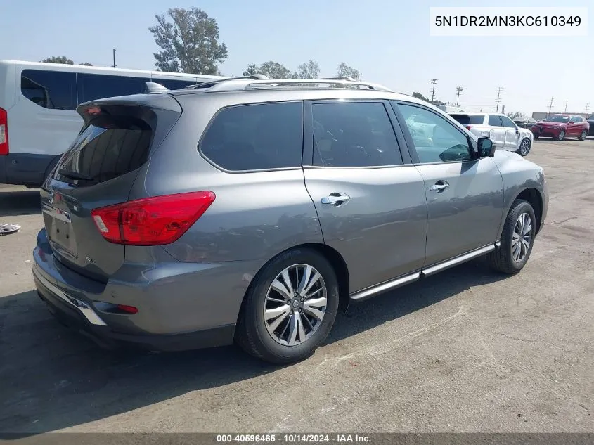 2019 Nissan Pathfinder Sl VIN: 5N1DR2MN3KC610349 Lot: 40596465