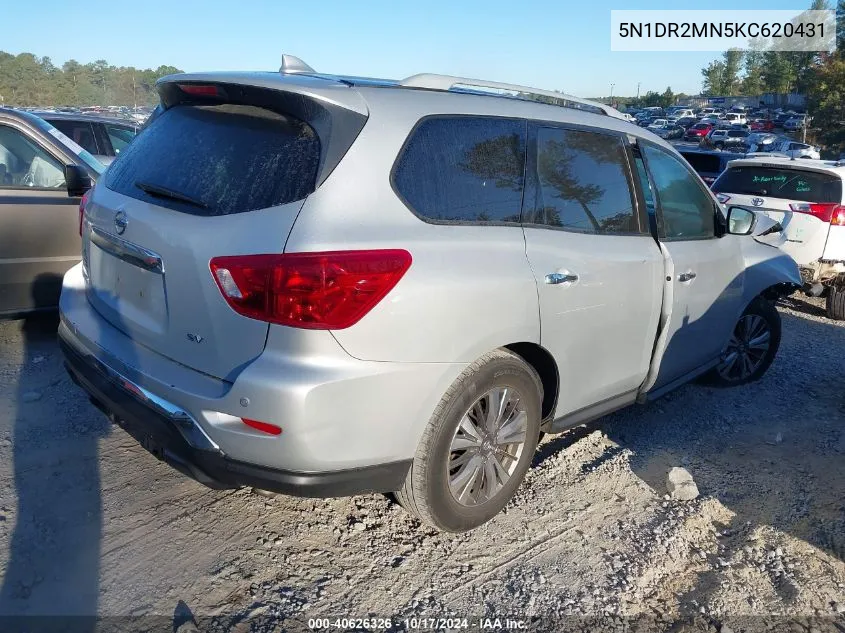 2019 Nissan Pathfinder Sv VIN: 5N1DR2MN5KC620431 Lot: 40626326