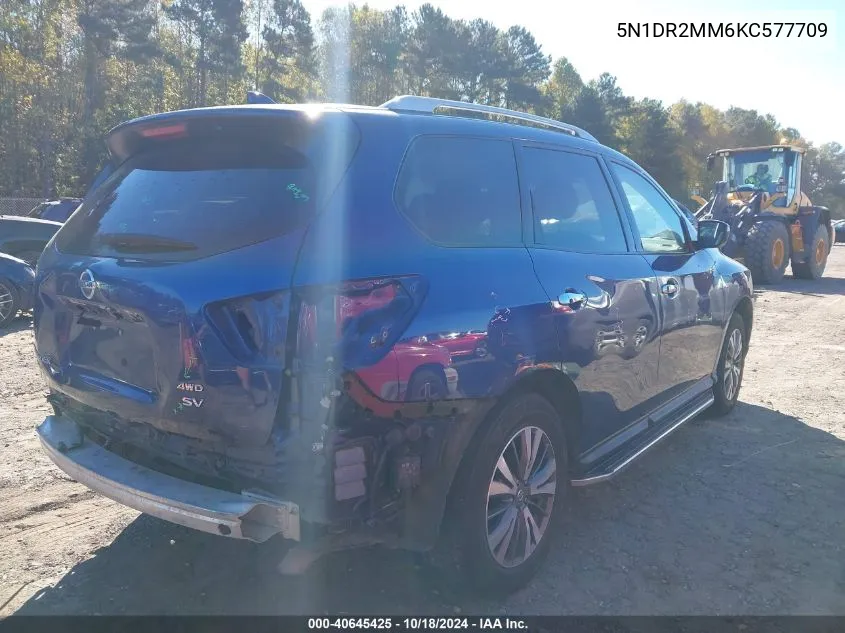 2019 Nissan Pathfinder Sv VIN: 5N1DR2MM6KC577709 Lot: 40645425