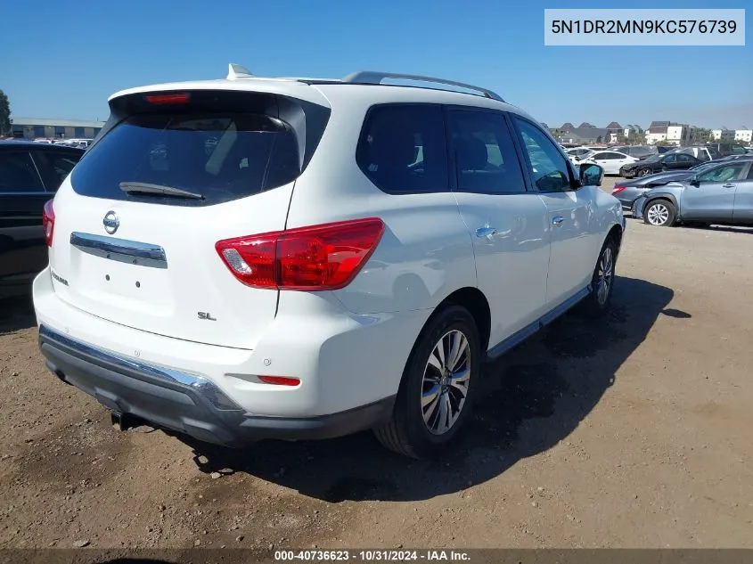 2019 Nissan Pathfinder Sl VIN: 5N1DR2MN9KC576739 Lot: 40736623