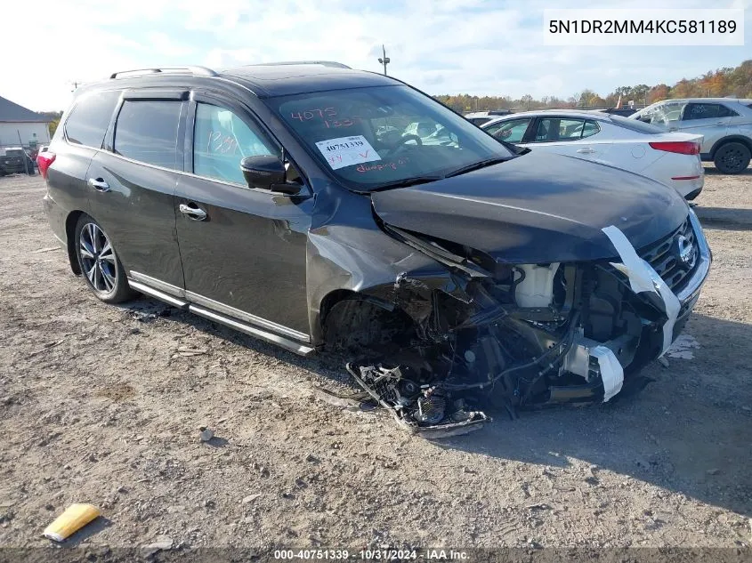 2019 Nissan Pathfinder Platinum VIN: 5N1DR2MM4KC581189 Lot: 40751339