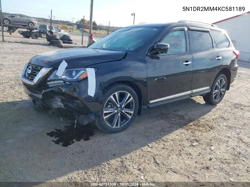 2019 Nissan Pathfinder Platinum VIN: 5N1DR2MM4KC581189 Lot: 40751339