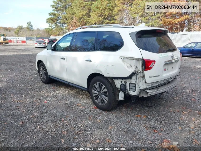 2019 Nissan Pathfinder Sv VIN: 5N1DR2MM7KC603444 Lot: 40761502