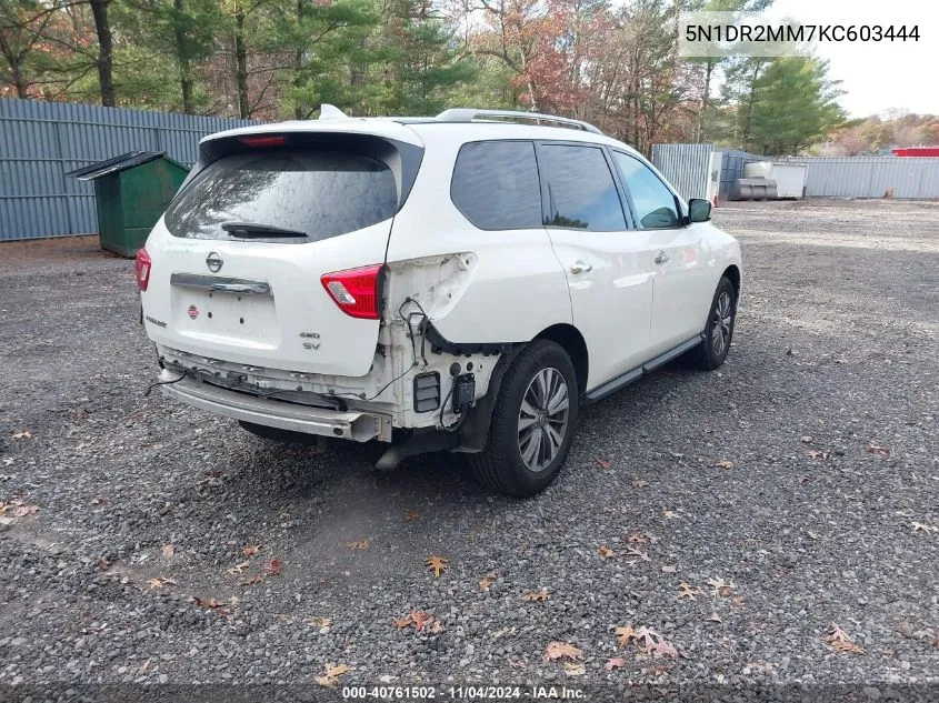 2019 Nissan Pathfinder Sv VIN: 5N1DR2MM7KC603444 Lot: 40761502