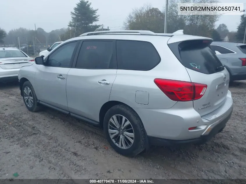 2019 Nissan Pathfinder Sv VIN: 5N1DR2MN5KC650741 Lot: 40770470