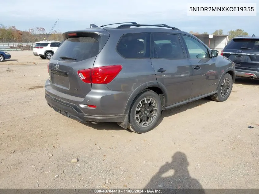 2019 Nissan Pathfinder Sv VIN: 5N1DR2MNXKC619355 Lot: 40784413