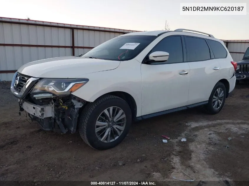 2019 Nissan Pathfinder Sv VIN: 5N1DR2MN9KC620187 Lot: 40814127