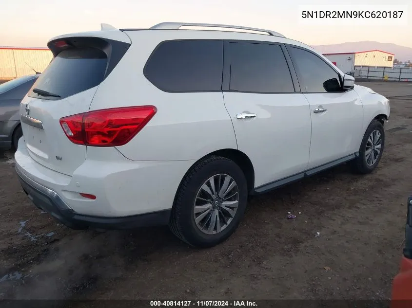 2019 Nissan Pathfinder Sv VIN: 5N1DR2MN9KC620187 Lot: 40814127