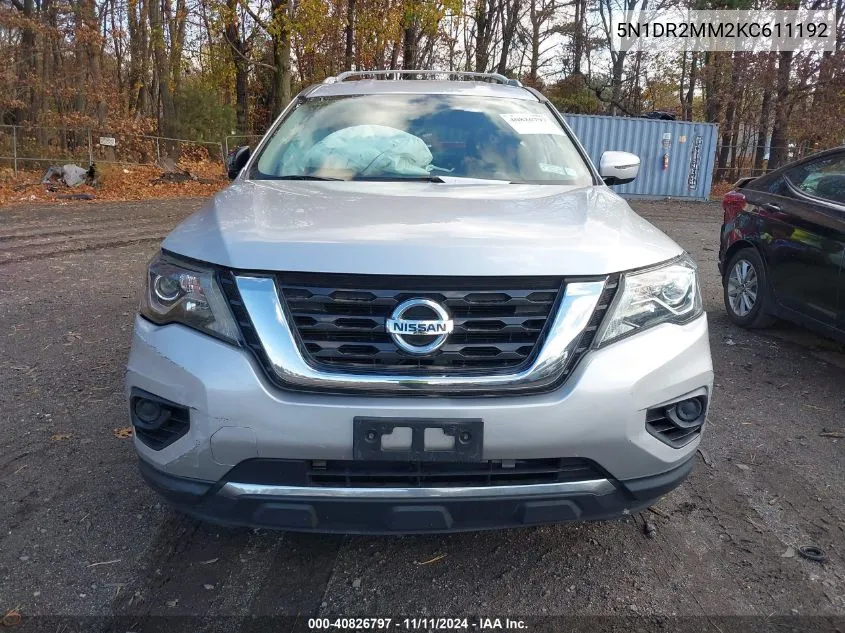 2019 Nissan Pathfinder S VIN: 5N1DR2MM2KC611192 Lot: 40826797