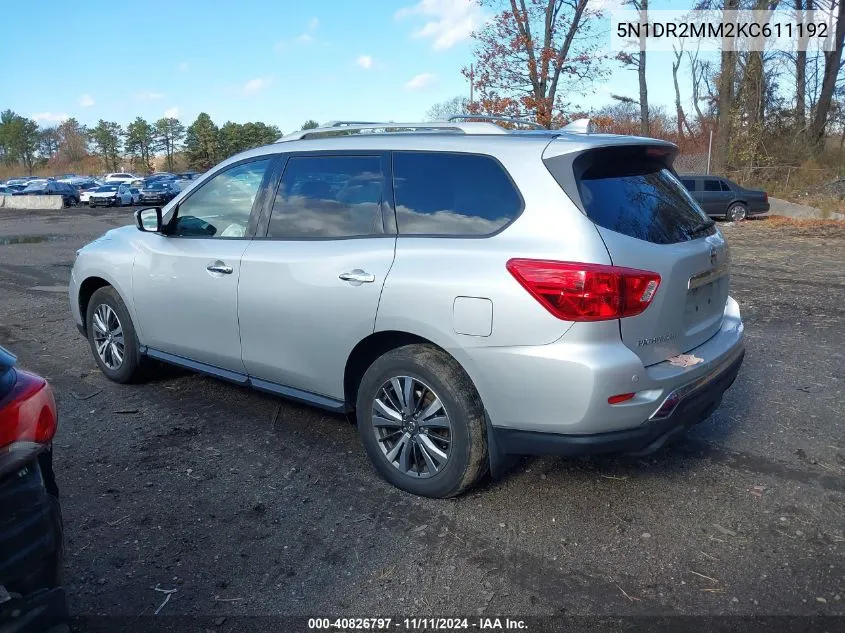 2019 Nissan Pathfinder S VIN: 5N1DR2MM2KC611192 Lot: 40826797