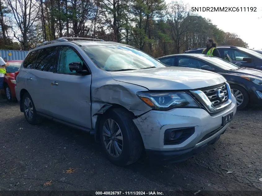 2019 Nissan Pathfinder S VIN: 5N1DR2MM2KC611192 Lot: 40826797