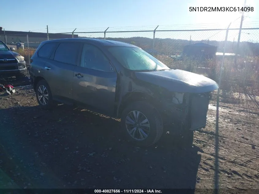 2019 Nissan Pathfinder Sl VIN: 5N1DR2MM3KC614098 Lot: 40827656