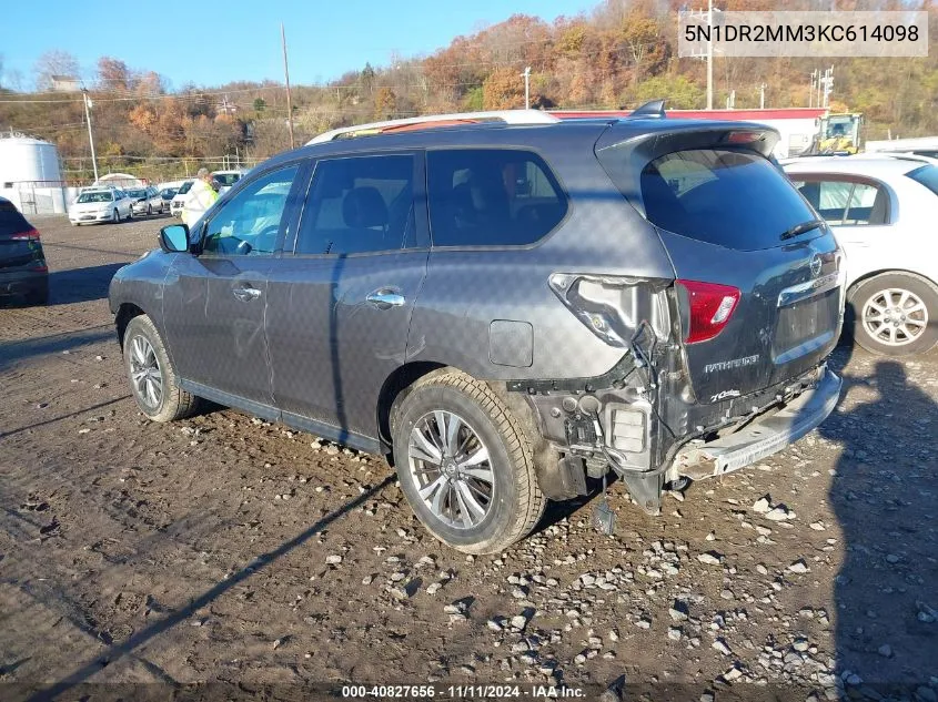 2019 Nissan Pathfinder Sl VIN: 5N1DR2MM3KC614098 Lot: 40827656