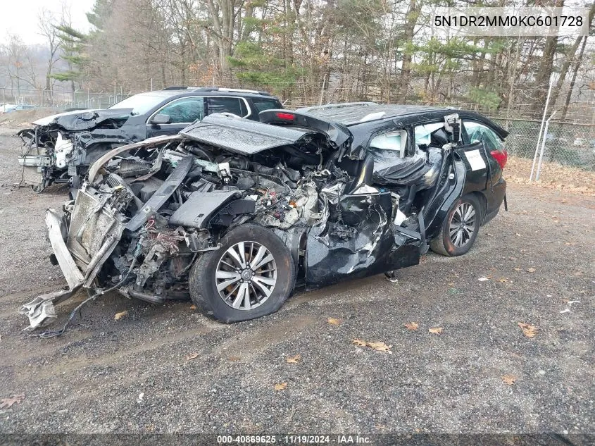 2019 Nissan Pathfinder Sl VIN: 5N1DR2MM0KC601728 Lot: 40869625