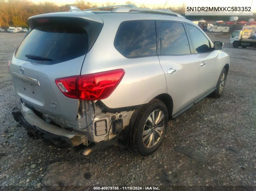 2019 Nissan Pathfinder Sv VIN: 5N1DR2MMXKC583352 Lot: 40879785