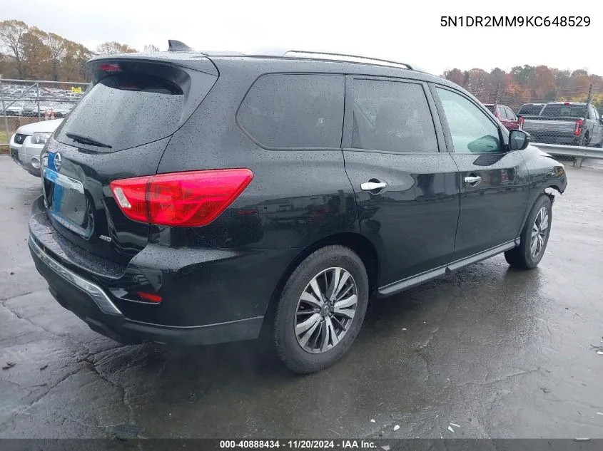 2019 Nissan Pathfinder S VIN: 5N1DR2MM9KC648529 Lot: 40888434