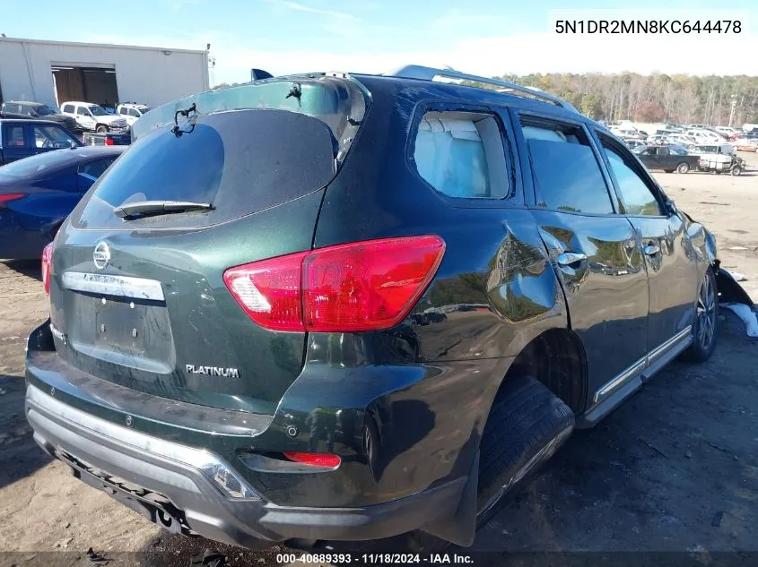 2019 Nissan Pathfinder Platinum VIN: 5N1DR2MN8KC644478 Lot: 40889393