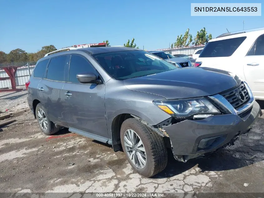 2020 Nissan Pathfinder S 2Wd VIN: 5N1DR2AN5LC643553 Lot: 40581997