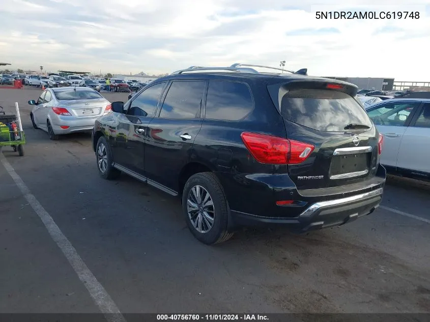 2020 Nissan Pathfinder S 4Wd VIN: 5N1DR2AM0LC619748 Lot: 40756760