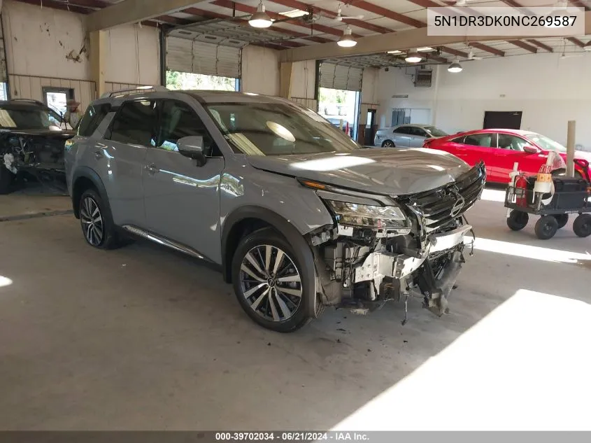 2022 Nissan Pathfinder Platinum VIN: 5N1DR3DK0NC269587 Lot: 39702034