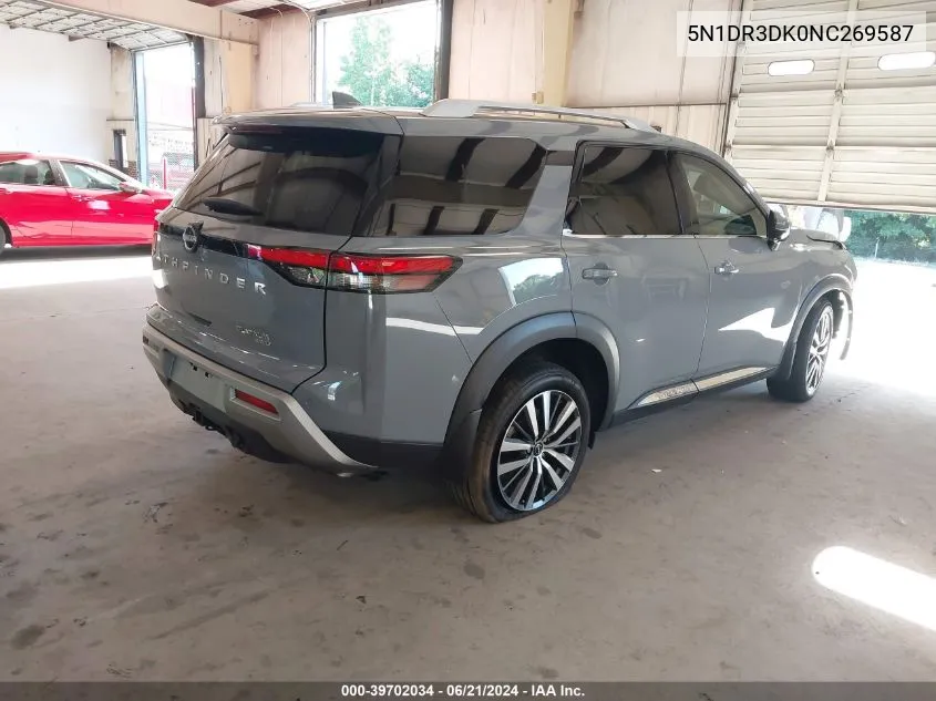 2022 Nissan Pathfinder Platinum VIN: 5N1DR3DK0NC269587 Lot: 39702034