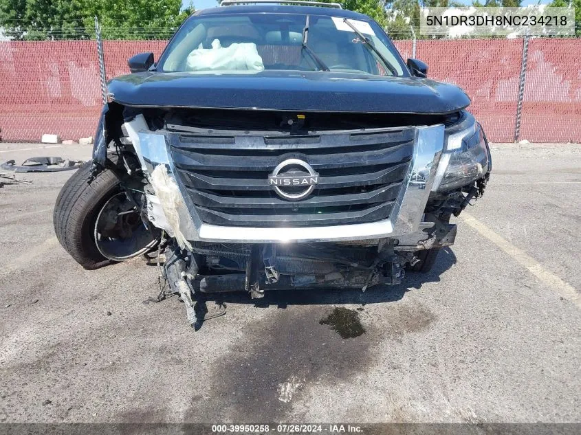 2022 Nissan Pathfinder Platinum 2Wd VIN: 5N1DR3DH8NC234218 Lot: 39950258