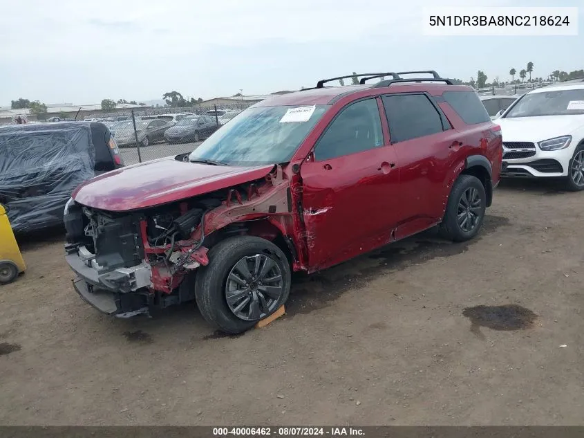 2022 Nissan Pathfinder Sv 2Wd VIN: 5N1DR3BA8NC218624 Lot: 40006462