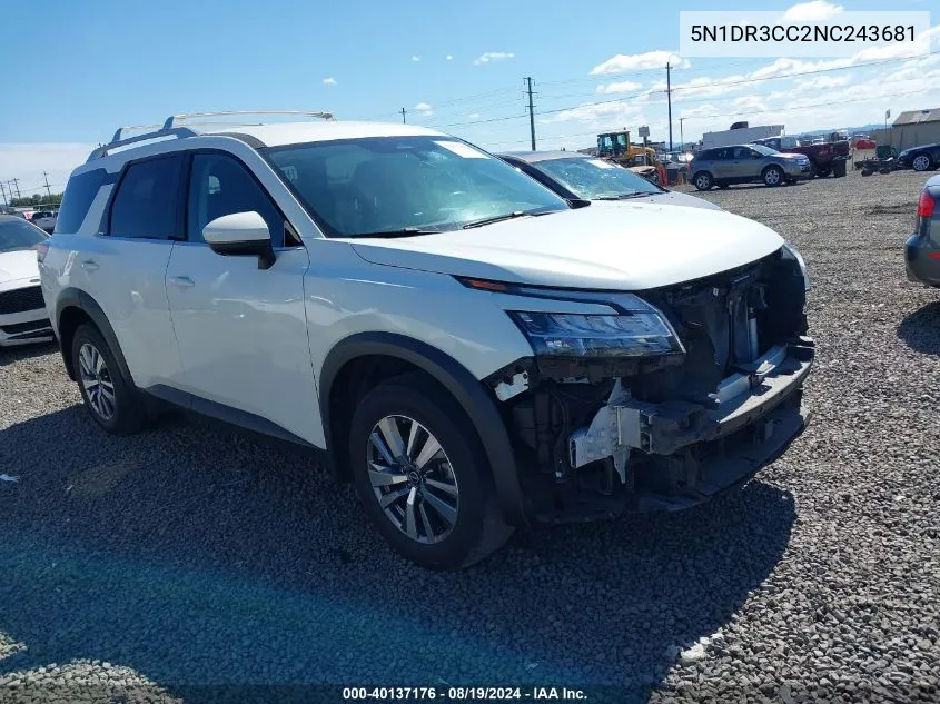 2022 Nissan Pathfinder Sl 4Wd VIN: 5N1DR3CC2NC243681 Lot: 40137176