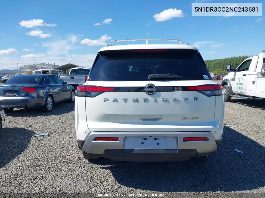 2022 Nissan Pathfinder Sl 4Wd VIN: 5N1DR3CC2NC243681 Lot: 40137176