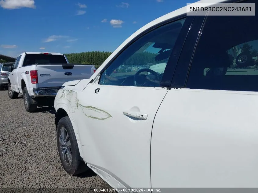 2022 Nissan Pathfinder Sl 4Wd VIN: 5N1DR3CC2NC243681 Lot: 40137176