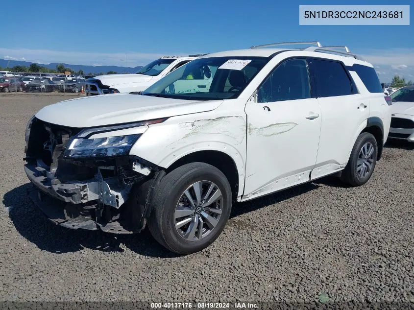 5N1DR3CC2NC243681 2022 Nissan Pathfinder Sl 4Wd