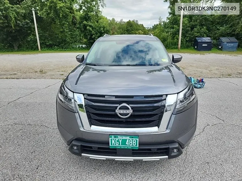 2022 Nissan Pathfinder Platinum VIN: 5N1DR3DK3NC270149 Lot: 40304563