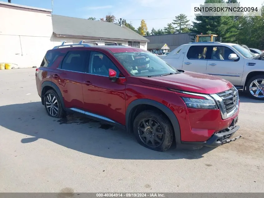 2022 Nissan Pathfinder Platinum 4Wd VIN: 5N1DR3DK7NC220094 Lot: 40364914