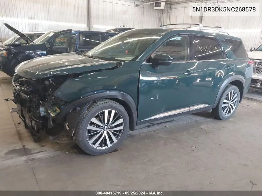 2022 Nissan Pathfinder Platinum 4Wd VIN: 5N1DR3DK5NC268578 Lot: 40415719