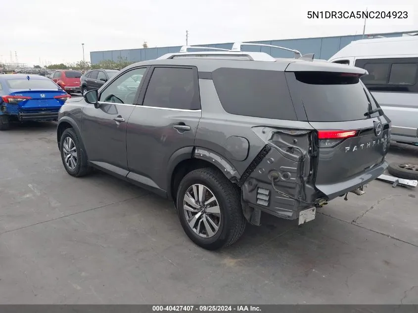 2022 Nissan Pathfinder Sl 2Wd VIN: 5N1DR3CA5NC204923 Lot: 40427407