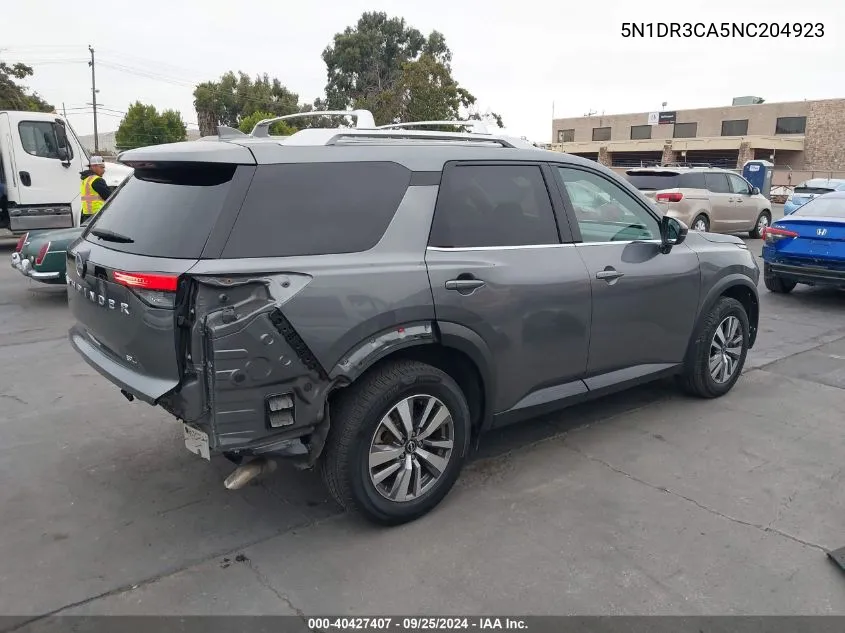 2022 Nissan Pathfinder Sl 2Wd VIN: 5N1DR3CA5NC204923 Lot: 40427407